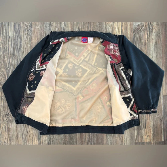 Active Studio Geometric Rose Silk Track Jacket Womens M Removable Sleeves Vtg - Picture 3 of 15